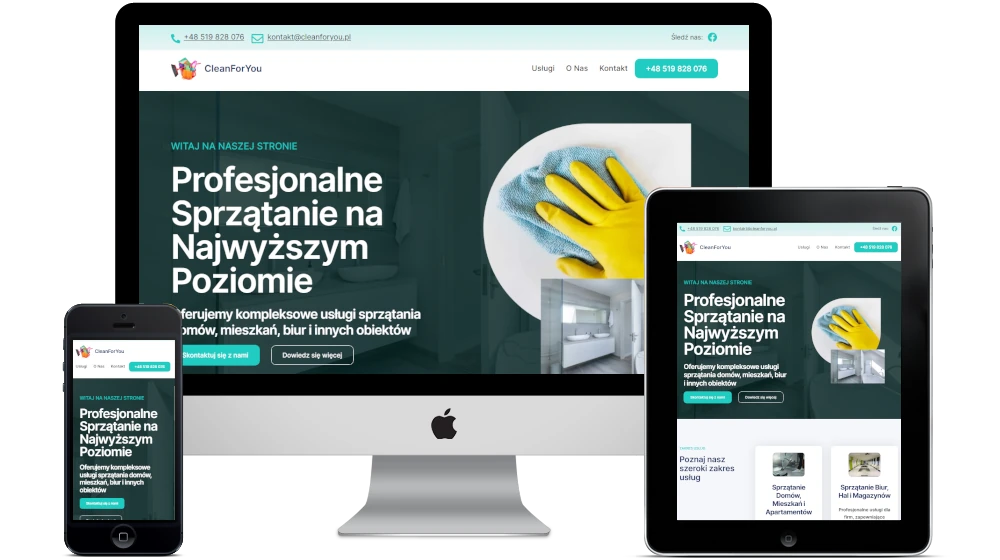 Strona cleanforyou na ekranach różnych urządzeń